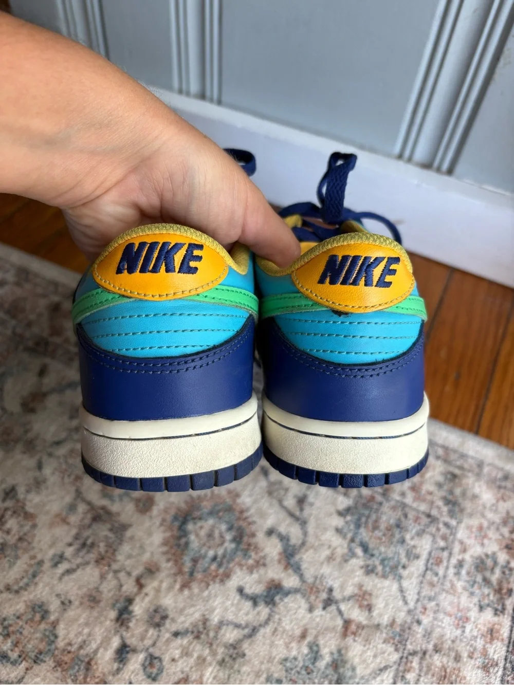 6.5Y Nike Dunks Blue & Teal Low-Top Sneakers